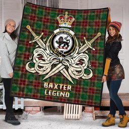 ScotsTee Shop Scottish Baxter Clan Crest Tartan Quilt The Golden Sword of Courageous Legacy Quilt
