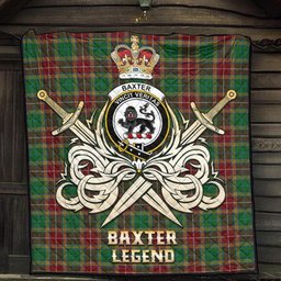ScotsTee Shop Scottish Baxter Clan Crest Tartan Quilt The Golden Sword of Courageous Legacy Quilt
