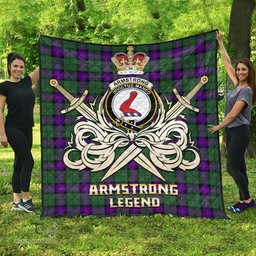 ScotsTee Shop Scottish Armstrong Modern Clan Crest Tartan Quilt The Golden Sword of Courageous Legacy Quilt