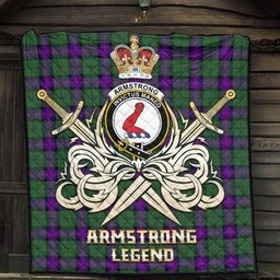 ScotsTee Shop Scottish Armstrong Modern Clan Crest Tartan Quilt The Golden Sword of Courageous Legacy Quilt