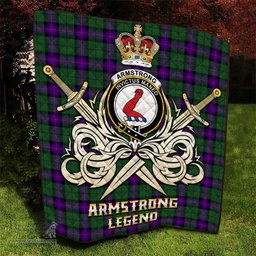 ScotsTee Shop Scottish Armstrong Modern Clan Crest Tartan Quilt The Golden Sword of Courageous Legacy Quilt