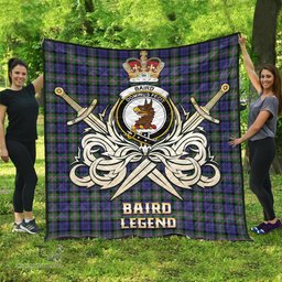 ScotsTee Shop Scottish Baird Modern Clan Crest Tartan Quilt The Golden Sword of Courageous Legacy Quilt