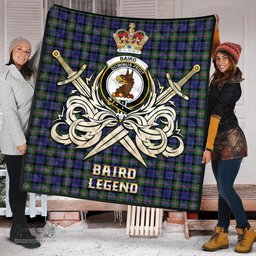 ScotsTee Shop Scottish Baird Modern Clan Crest Tartan Quilt The Golden Sword of Courageous Legacy Quilt