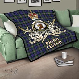 ScotsTee Shop Scottish Baird Modern Clan Crest Tartan Quilt The Golden Sword of Courageous Legacy Quilt