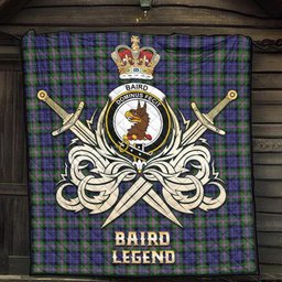 ScotsTee Shop Scottish Baird Modern Clan Crest Tartan Quilt The Golden Sword of Courageous Legacy Quilt
