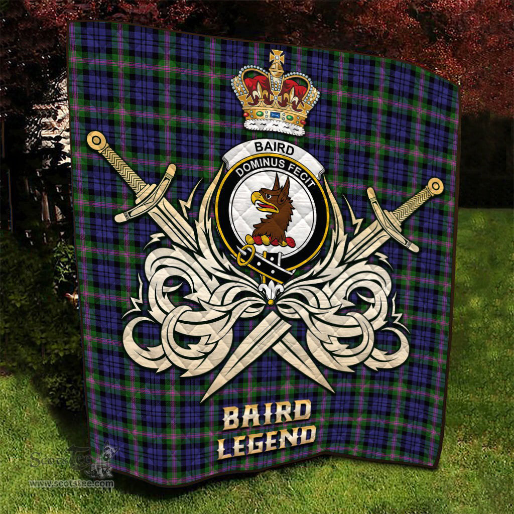 ScotsTee Shop Scottish Baird Modern Clan Crest Tartan Quilt The Golden Sword of Courageous Legacy Quilt