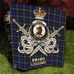 ScotsTee Shop Scottish Baird Modern Clan Crest Tartan Quilt The Golden Sword of Courageous Legacy Quilt