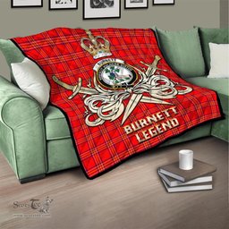 ScotsTee Shop Scottish Burnett Modern Clan Crest Tartan Quilt The Golden Sword of Courageous Legacy Quilt
