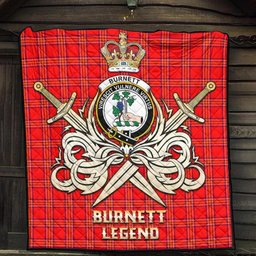 ScotsTee Shop Scottish Burnett Modern Clan Crest Tartan Quilt The Golden Sword of Courageous Legacy Quilt