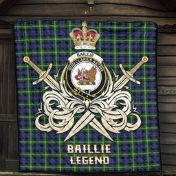 ScotsTee Shop Scottish Baillie Modern Clan Crest Tartan Quilt The Golden Sword of Courageous Legacy Quilt