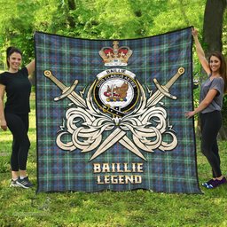 ScotsTee Shop Scottish Baillie Ancient Clan Crest Tartan Quilt The Golden Sword of Courageous Legacy Quilt