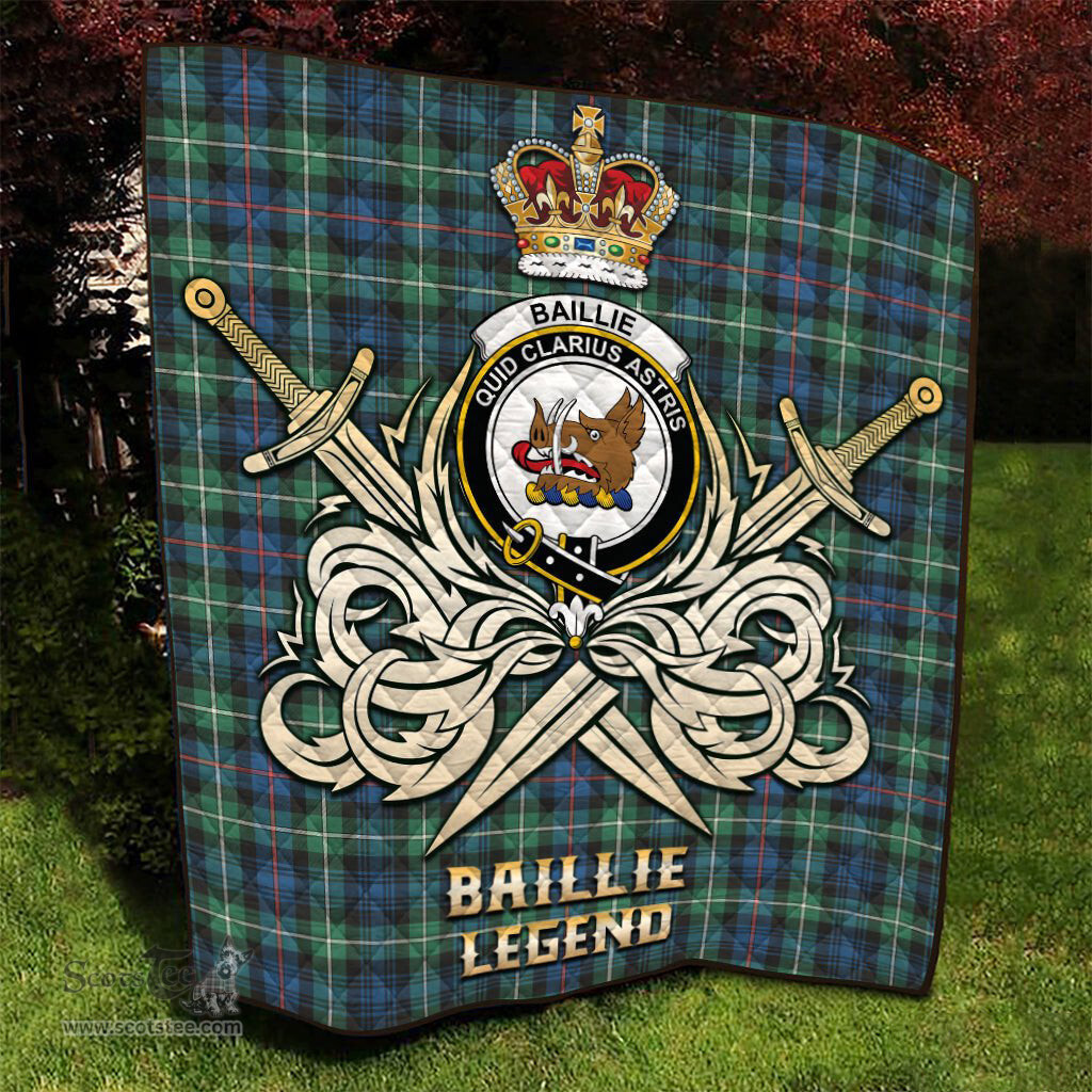 ScotsTee Shop Scottish Baillie Ancient Clan Crest Tartan Quilt The Golden Sword of Courageous Legacy Quilt
