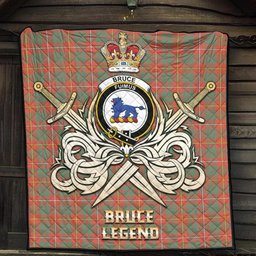 ScotsTee Shop Scottish Bruce Ancient Clan Crest Tartan Quilt The Golden Sword of Courageous Legacy Quilt