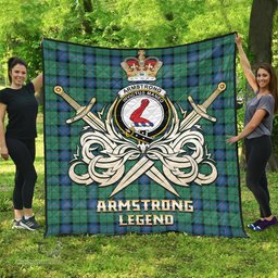 ScotsTee Shop Scottish Armstrong Ancient Clan Crest Tartan Quilt The Golden Sword of Courageous Legacy Quilt