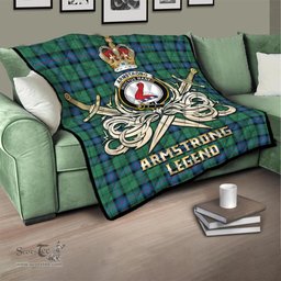 ScotsTee Shop Scottish Armstrong Ancient Clan Crest Tartan Quilt The Golden Sword of Courageous Legacy Quilt