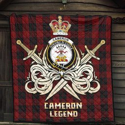 ScotsTee Shop Scottish Cameron Black and Red Clan Crest Tartan Quilt The Golden Sword of Courageous Legacy Quilt