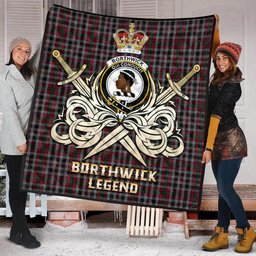 ScotsTee Shop Scottish Borthwick Clan Crest Tartan Quilt The Golden Sword of Courageous Legacy Quilt