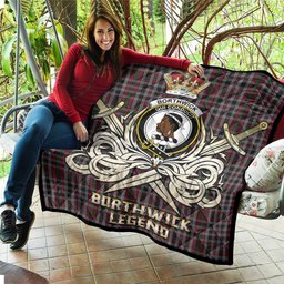 ScotsTee Shop Scottish Borthwick Clan Crest Tartan Quilt The Golden Sword of Courageous Legacy Quilt