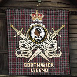 ScotsTee Shop Scottish Borthwick Clan Crest Tartan Quilt The Golden Sword of Courageous Legacy Quilt