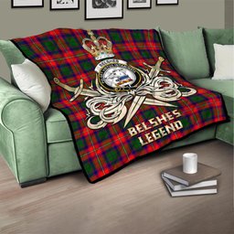 ScotsTee Shop Scottish Belshes Clan Crest Tartan Quilt The Golden Sword of Courageous Legacy Quilt