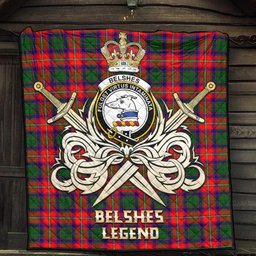 ScotsTee Shop Scottish Belshes Clan Crest Tartan Quilt The Golden Sword of Courageous Legacy Quilt