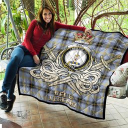 ScotsTee Shop Scottish Bell Clan Crest Tartan Quilt The Golden Sword of Courageous Legacy Quilt