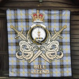 ScotsTee Shop Scottish Bell Clan Crest Tartan Quilt The Golden Sword of Courageous Legacy Quilt