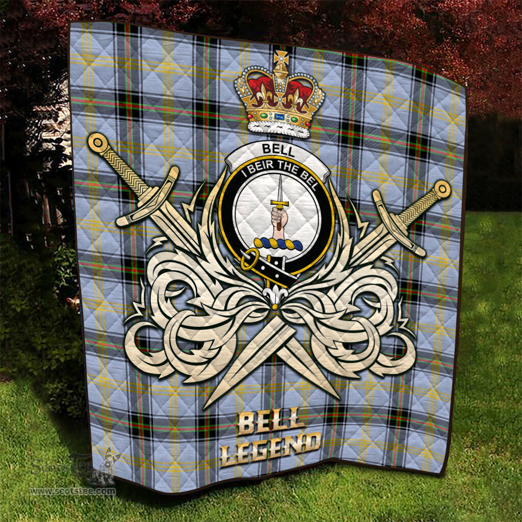 ScotsTee Shop Scottish Bell Clan Crest Tartan Quilt The Golden Sword of Courageous Legacy Quilt
