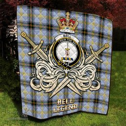 ScotsTee Shop Scottish Bell Clan Crest Tartan Quilt The Golden Sword of Courageous Legacy Quilt