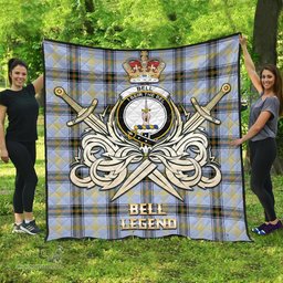 ScotsTee Shop Scottish Bell Clan Crest Tartan Quilt The Golden Sword of Courageous Legacy Quilt