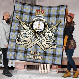 ScotsTee Shop Scottish Bell Clan Crest Tartan Quilt The Golden Sword of Courageous Legacy Quilt