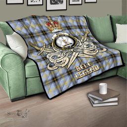 ScotsTee Shop Scottish Bell Clan Crest Tartan Quilt The Golden Sword of Courageous Legacy Quilt