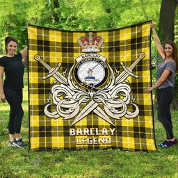 ScotsTee Shop Scottish Barclay Dress Modern Clan Crest Tartan Quilt The Golden Sword of Courageous Legacy Quilt