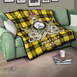 ScotsTee Shop Scottish Barclay Dress Modern Clan Crest Tartan Quilt The Golden Sword of Courageous Legacy Quilt