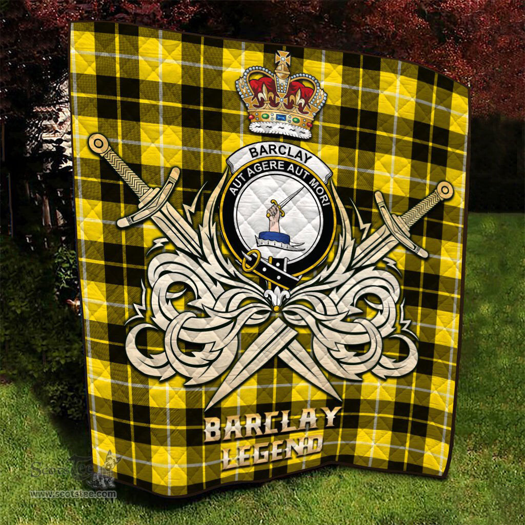 ScotsTee Shop Scottish Barclay Dress Modern Clan Crest Tartan Quilt The Golden Sword of Courageous Legacy Quilt