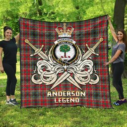 ScotsTee Shop Scottish Anderson of Arbrake Clan Crest Tartan Quilt The Golden Sword of Courageous Legacy Quilt