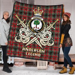 ScotsTee Shop Scottish Anderson of Arbrake Clan Crest Tartan Quilt The Golden Sword of Courageous Legacy Quilt