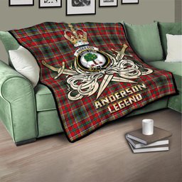 ScotsTee Shop Scottish Anderson of Arbrake Clan Crest Tartan Quilt The Golden Sword of Courageous Legacy Quilt
