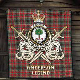 ScotsTee Shop Scottish Anderson of Arbrake Clan Crest Tartan Quilt The Golden Sword of Courageous Legacy Quilt