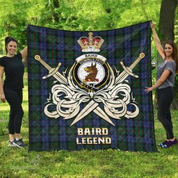 ScotsTee Shop Scottish Baird Clan Crest Tartan Quilt The Golden Sword of Courageous Legacy Quilt