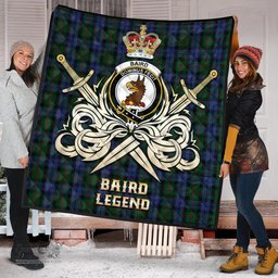 ScotsTee Shop Scottish Baird Clan Crest Tartan Quilt The Golden Sword of Courageous Legacy Quilt