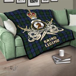 ScotsTee Shop Scottish Baird Clan Crest Tartan Quilt The Golden Sword of Courageous Legacy Quilt