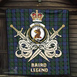 ScotsTee Shop Scottish Baird Clan Crest Tartan Quilt The Golden Sword of Courageous Legacy Quilt