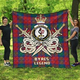 ScotsTee Shop Scottish Byres (Byses) Clan Crest Tartan Quilt The Golden Sword of Courageous Legacy Quilt
