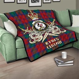 ScotsTee Shop Scottish Byres (Byses) Clan Crest Tartan Quilt The Golden Sword of Courageous Legacy Quilt