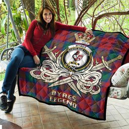 ScotsTee Shop Scottish Byres (Byses) Clan Crest Tartan Quilt The Golden Sword of Courageous Legacy Quilt