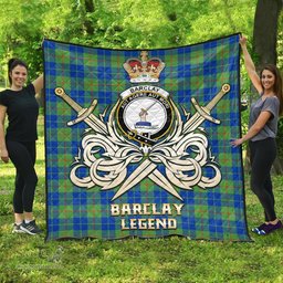ScotsTee Shop Scottish Barclay Hunting Ancient Clan Crest Tartan Quilt The Golden Sword of Courageous Legacy Quilt