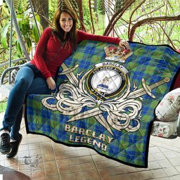 ScotsTee Shop Scottish Barclay Hunting Ancient Clan Crest Tartan Quilt The Golden Sword of Courageous Legacy Quilt