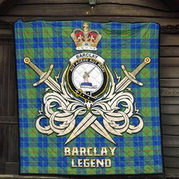 ScotsTee Shop Scottish Barclay Hunting Ancient Clan Crest Tartan Quilt The Golden Sword of Courageous Legacy Quilt