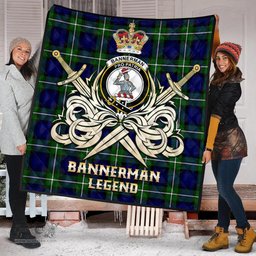 ScotsTee Shop Scottish Bannerman Clan Crest Tartan Quilt The Golden Sword of Courageous Legacy Quilt
